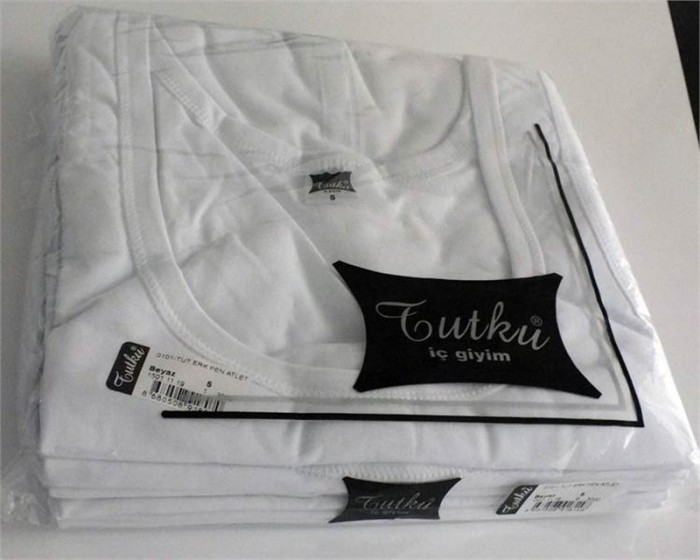 Tutku 6'lı Paket Klasik Erkek Atlet Beyaz görsel 3