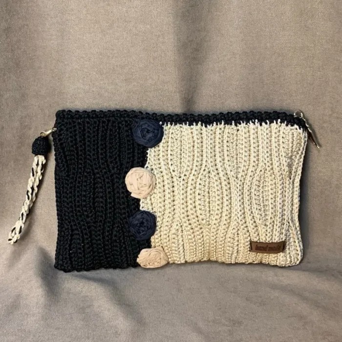Uretti - Meryem 7194 El Örgüsü Makrome Ip Tığ Işi Clutch Çanta görsel 2