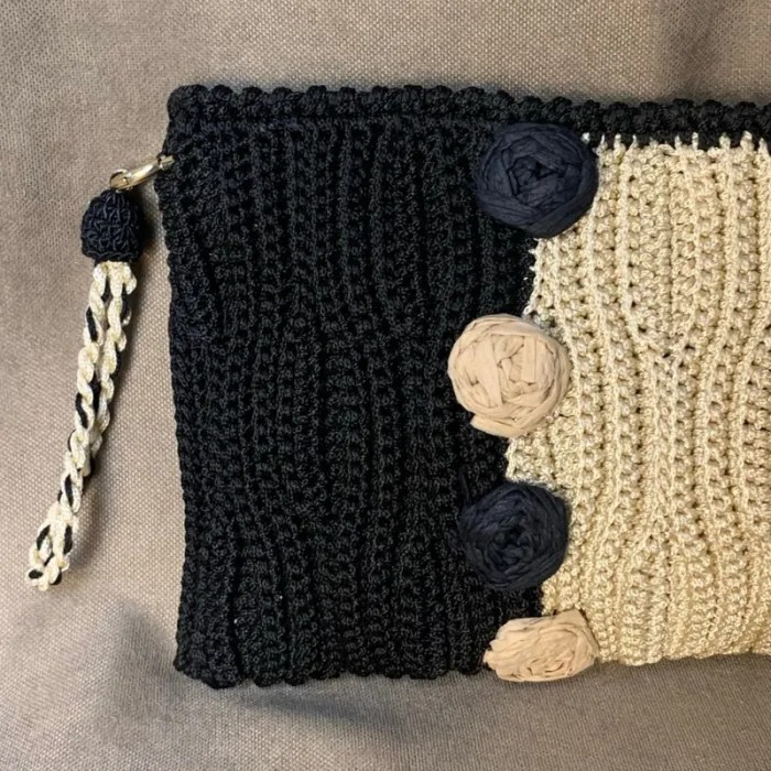 Uretti - Meryem 7194 El Örgüsü Makrome Ip Tığ Işi Clutch Çanta görsel 5