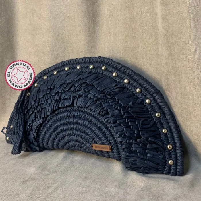 Uretti - Meryem 7194 El Örgüsü Tığ Işi D Şeklinde Clutch Çanta