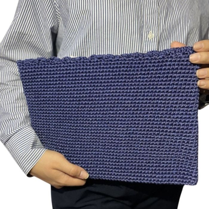 Uretti - Necla 1824 5631 El Yapımı Makrome Ip Çiçek Motifli Boncuk Işleme Detaylı Clutch Çanta / Lacivert görsel 4