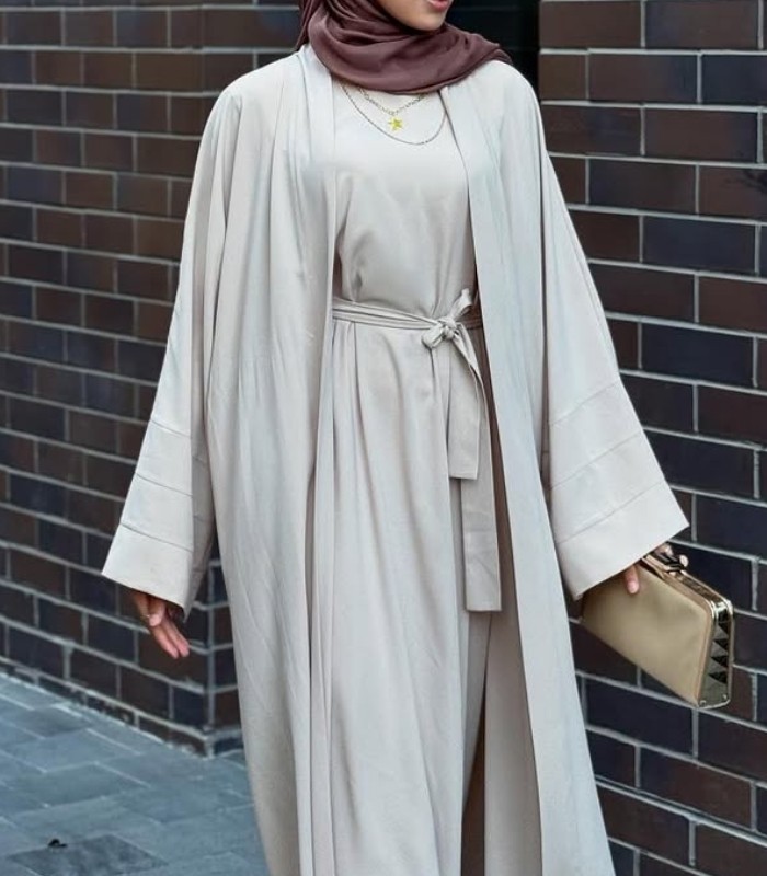 Zeynep Uyanık Klasik Krep Ikili Abaya Takım görsel 6