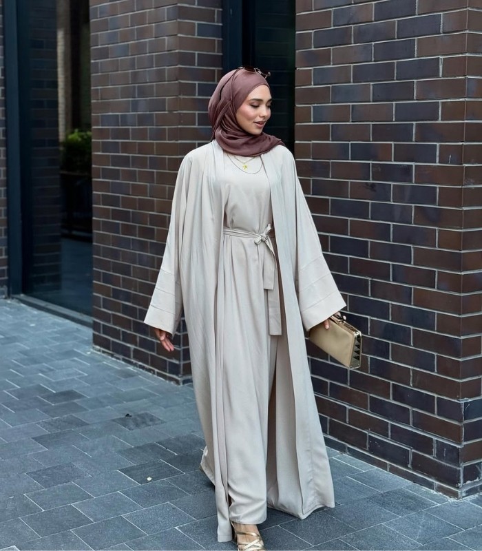 Zeynep Uyanık Klasik Krep Ikili Abaya Takım görsel 7