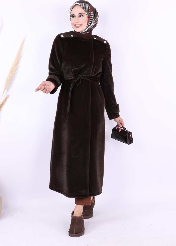 Bym Fashion Düğmeli Uzun Kaban 70033 Lacivert görsel 6