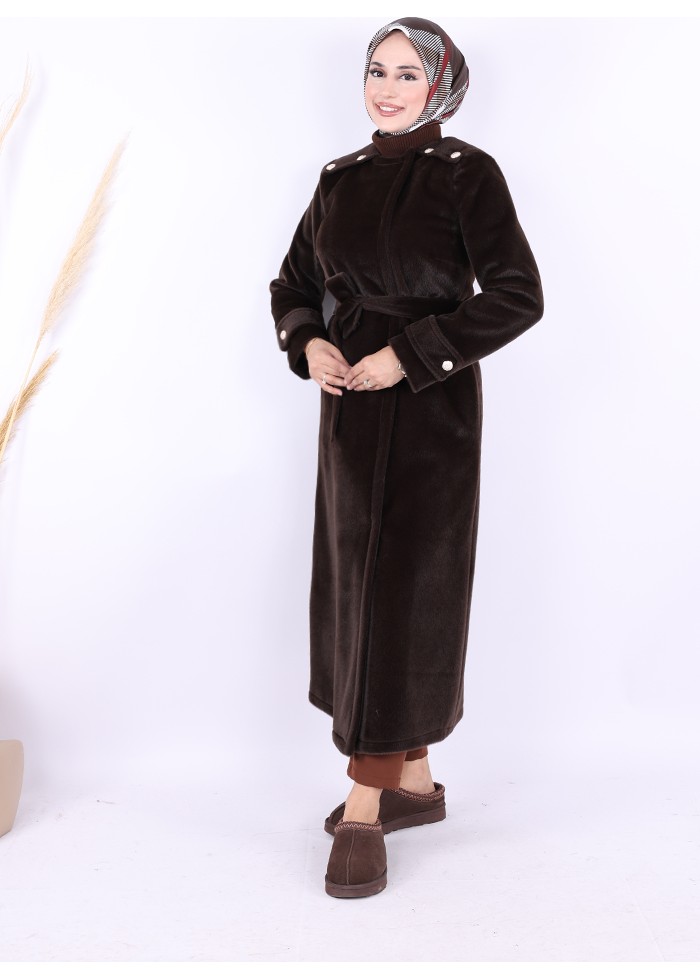 Bym Fashion Düğmeli Uzun Kaban 70033 Lacivert görsel 4