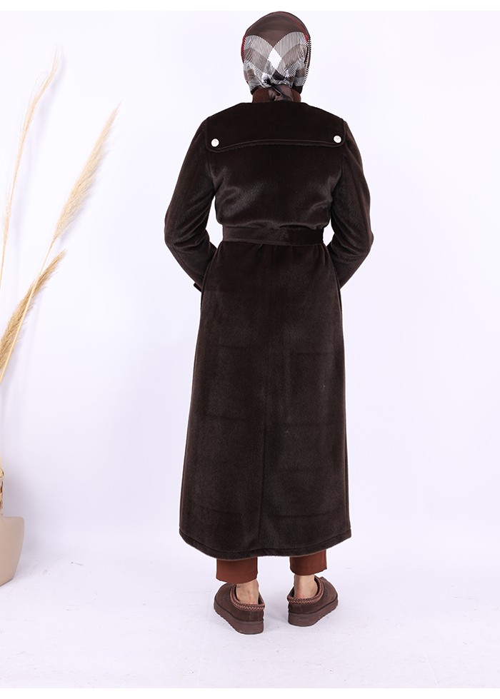 Bym Fashion Düğmeli Uzun Kaban 70033 Lacivert görsel 5