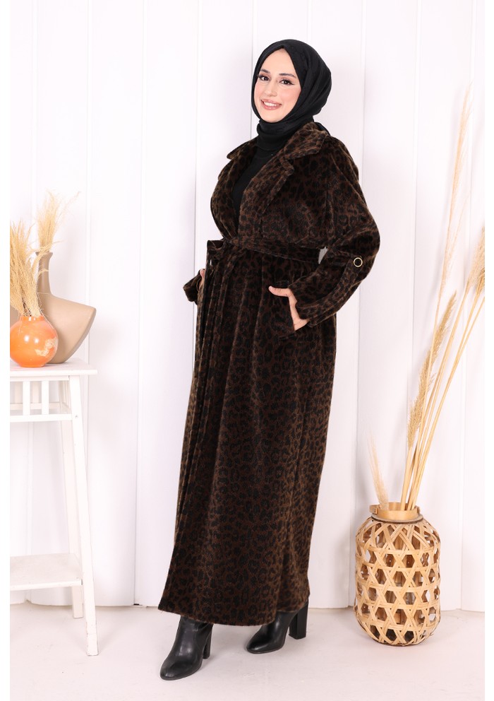 Bym Fashion Leopar Kaban 70058-1 Bordo görsel 4