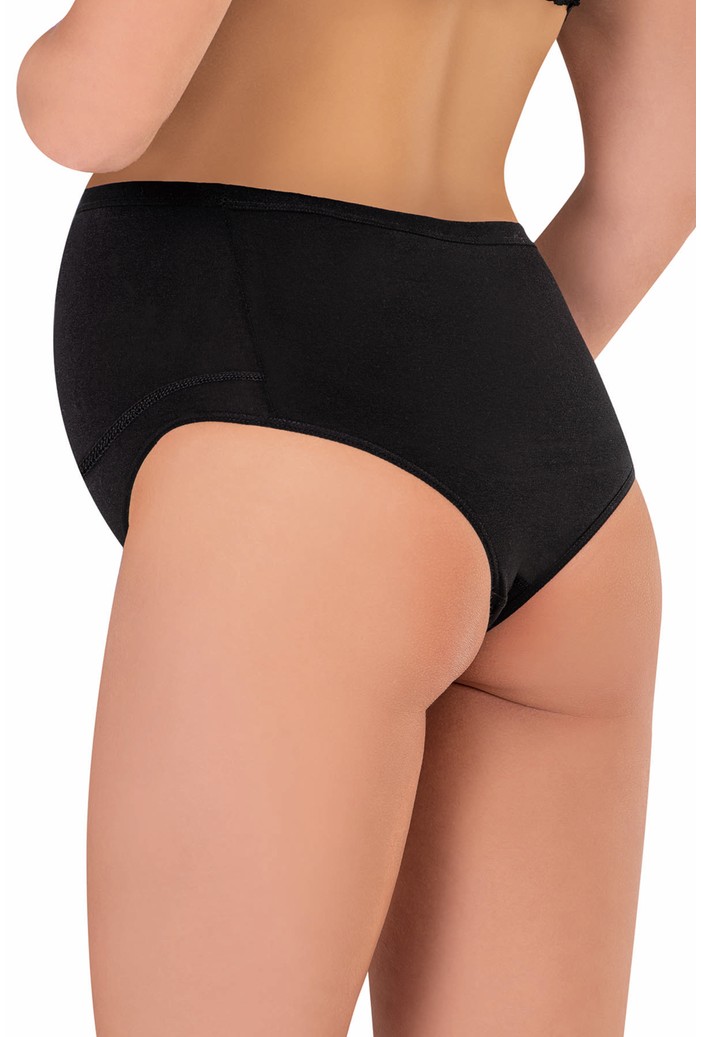 Özkan Underwear Özkan 23582 3'lü Paket Kadın Siyah Beyaz Ten Rengi Pamuklu Likralı Süprem Hamile Lohusa Yüksek Bel Bato Külot görsel 8
