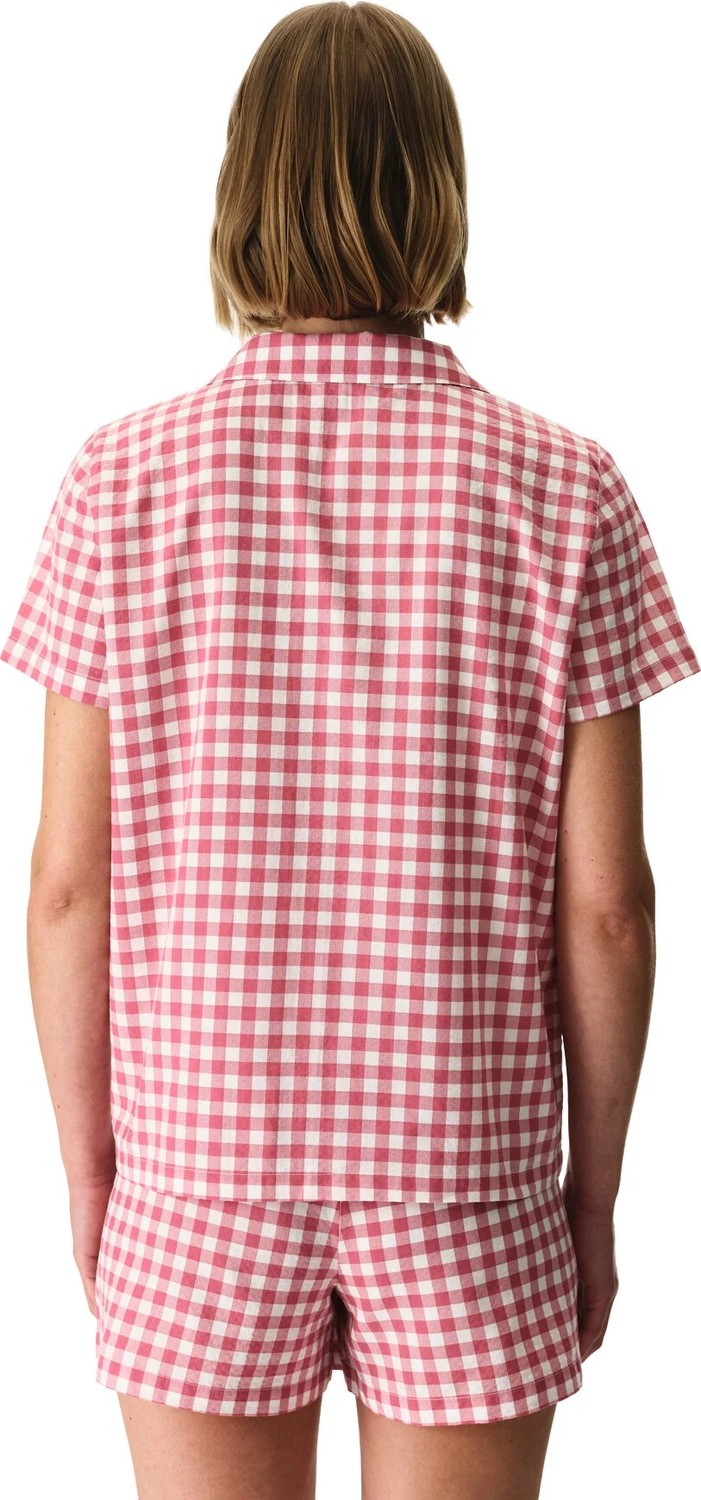 Penti Gül Kurusu Pink Gingham Pötikare Desenli Kısa Kollu Gömlek Şort Pijama Takımı görsel 4