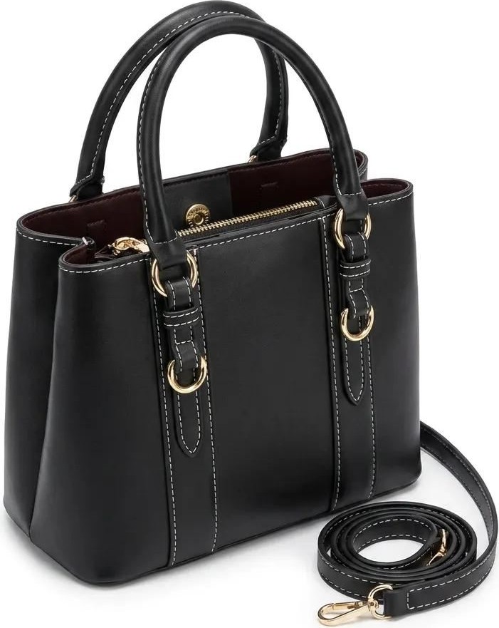 E-Woman Siyah Kilit Detaylı 3 Gözlü Kadın El ve Çapraz Askılı Çanta 24X18 cm - Lisinya görsel 2