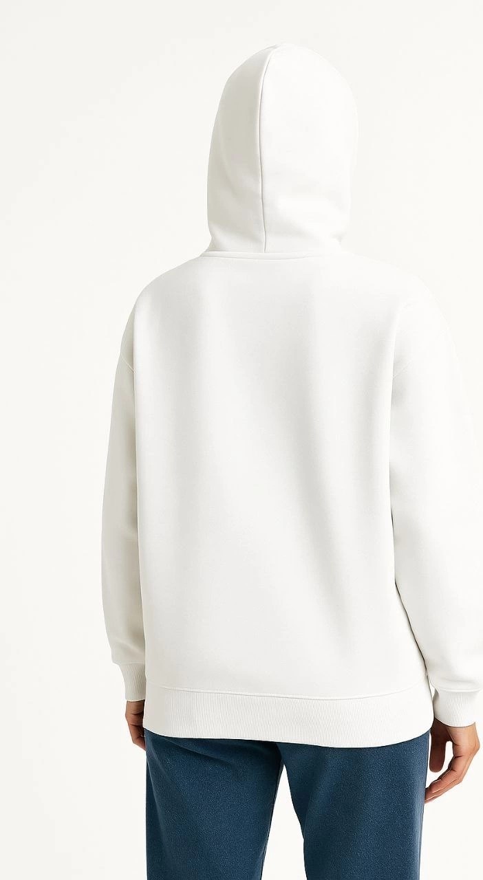 Tarz Yeri Kadın Samuray Ninja Çift Kapüşonlu Maske Detaylı 3 Iplik Hoodie - Beyaz görsel 3