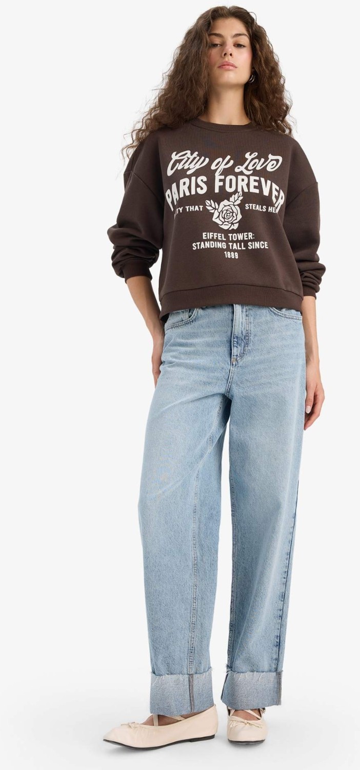 DeFacto Regular Fit Bisiklet Yaka Baskılı Sweatshirt E8602AX25WN görsel 7