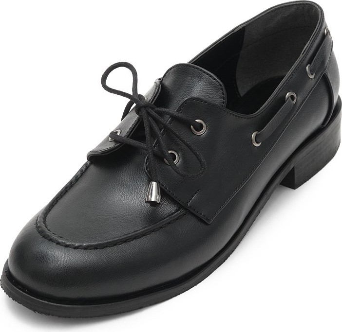 Mio Gusto Siyah Renk Kuşgözü Detaylı Bağcıklı Kadın Loafer görsel 4
