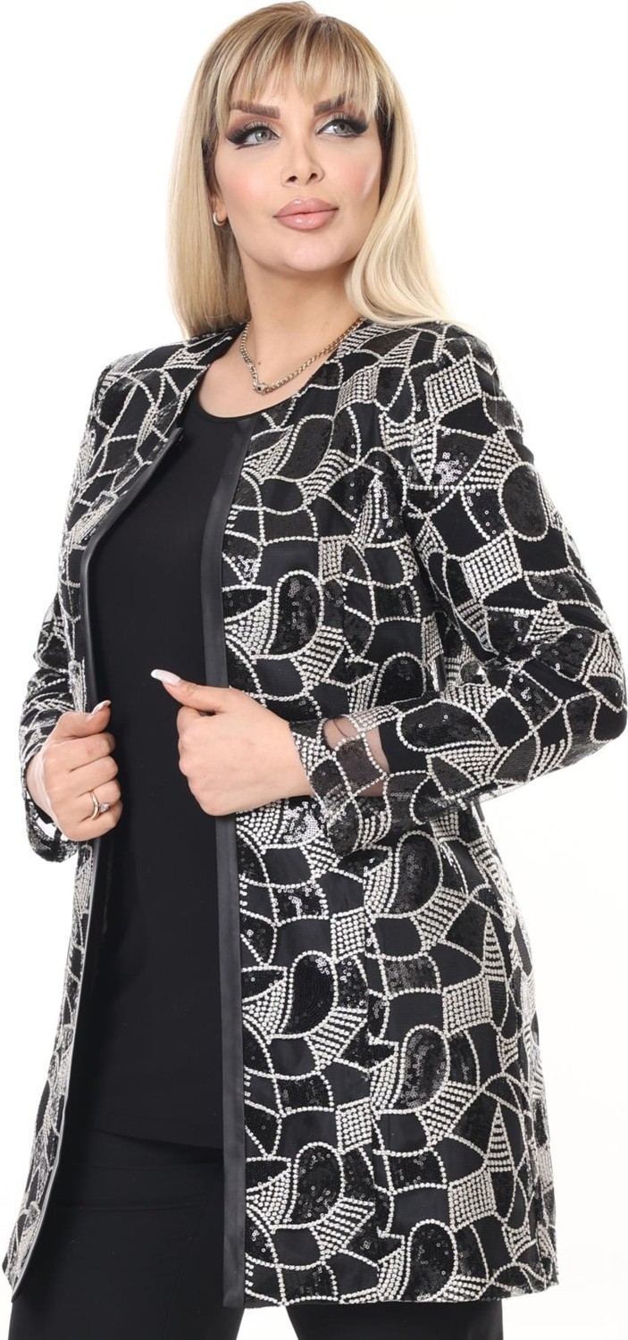 Ladies First Büyük Beden 3942 Siyah Ceket+Bluz Takım görsel 3