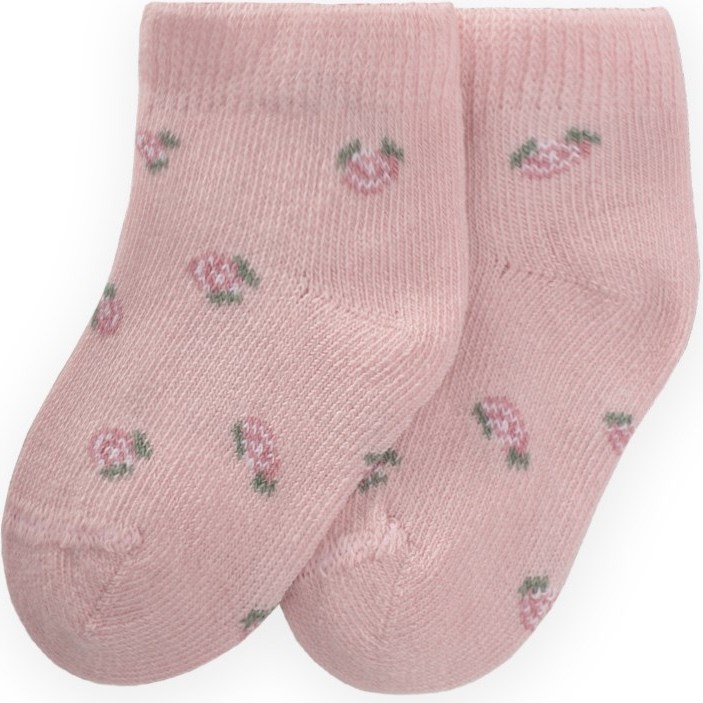 Cigit Çiçek Desenli Bebe Soket 0-4 Yaş Pudra Pembe
