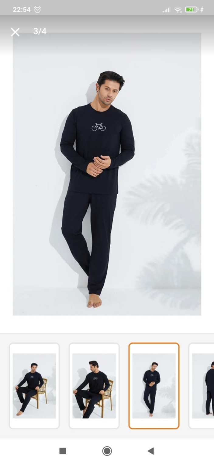 Meynur Moda Pamuklu Penye Uzun Kollu Erkek Pijama Takımı