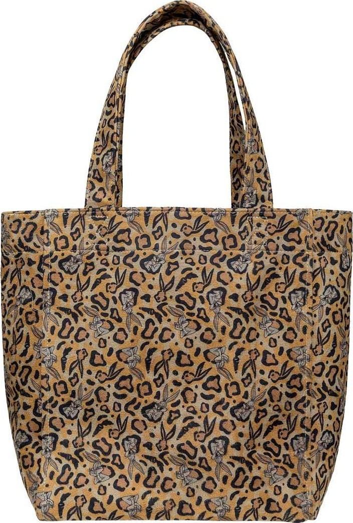 Dogo Kadın Vegan Krem Leopar Large Tote Bag - Warner Bros Looney Tunes Leopard Bugs Bunny Tasarım görsel 4