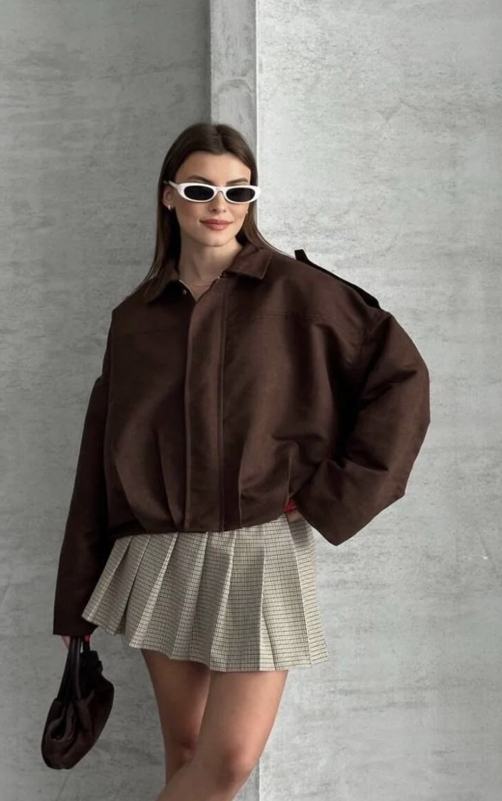 Prifaldi Zr Oversize Süet Bomber Ceket görsel 3
