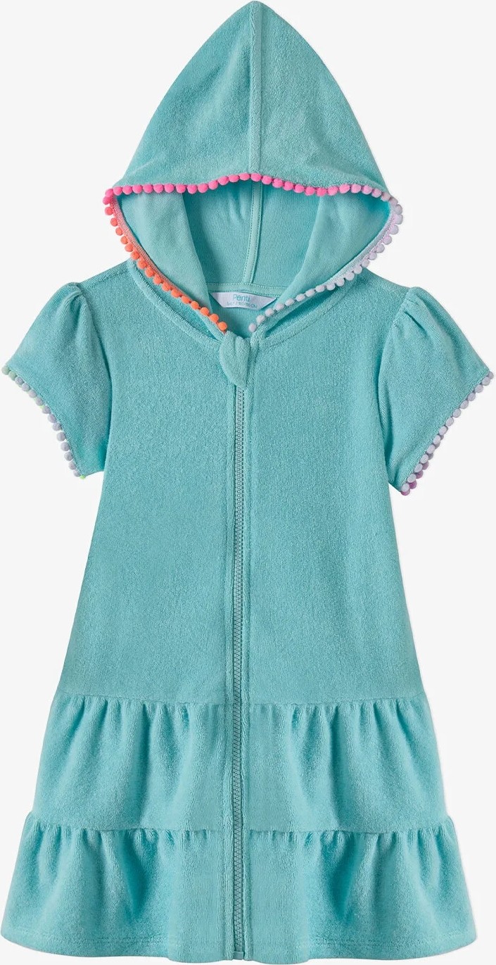 Penti Kız Çocuk Mint Mavisi Sweet Ponponlu Kısa Kollu Havlu Kaftan