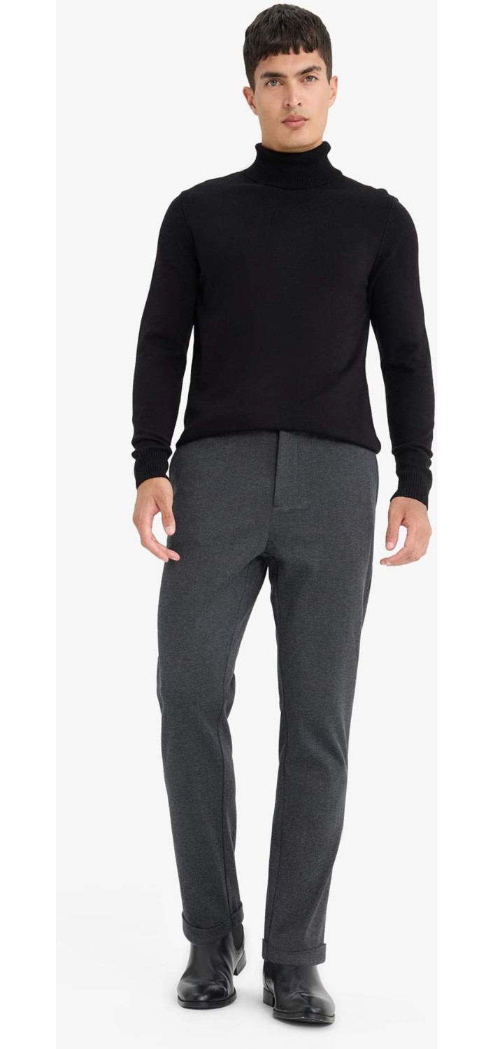 DeFacto Sıcak Tutan Tailored Regular Fit Düz Paça Penye Pantolon F1738AX25WN görsel 4