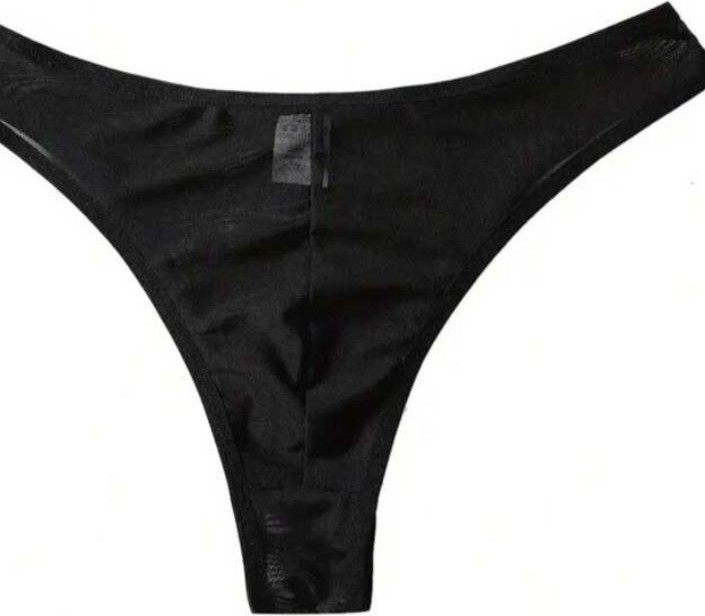 bebekokusu Erkek Biyeli Siyah Transparan Brazillian Slip görsel 2