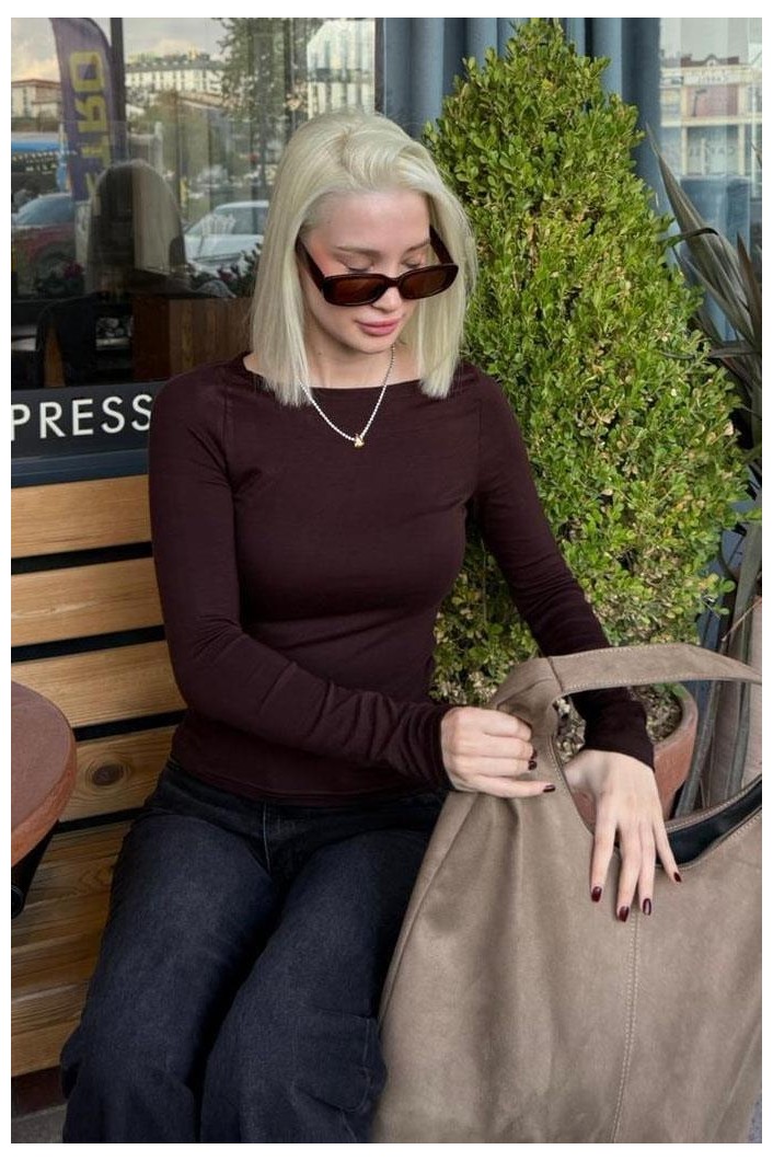 Madmext Lacivert Kayık Yaka Uzun Kollu Body MG2627 görsel 3