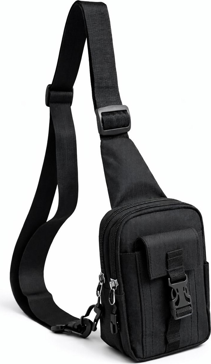 Die Grup Siyah Unisex Telefon Bölmeli Taktik Çapraz Bel Çanta Göğüs Seyahet Günlük Bodybag Freebag Slingbag görsel 2