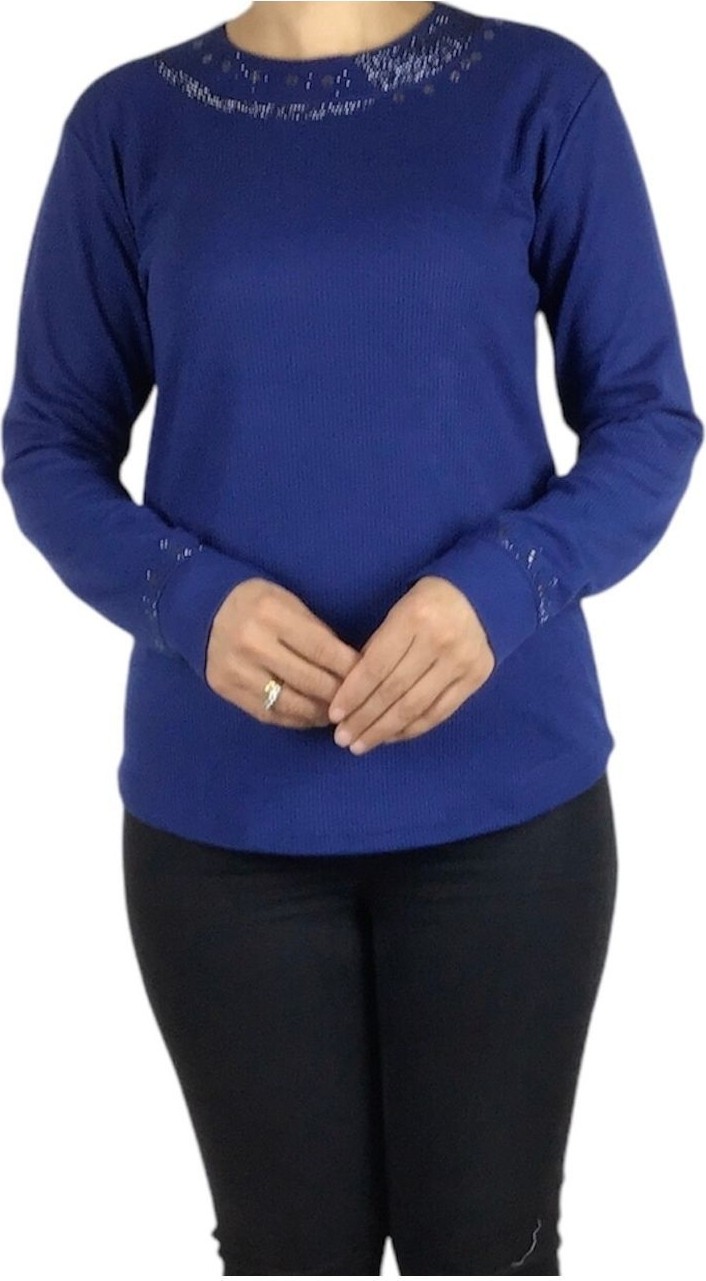 Ece Giyim Kadın Yakası ve Kolları Taşlı Spor Bluz görsel 3