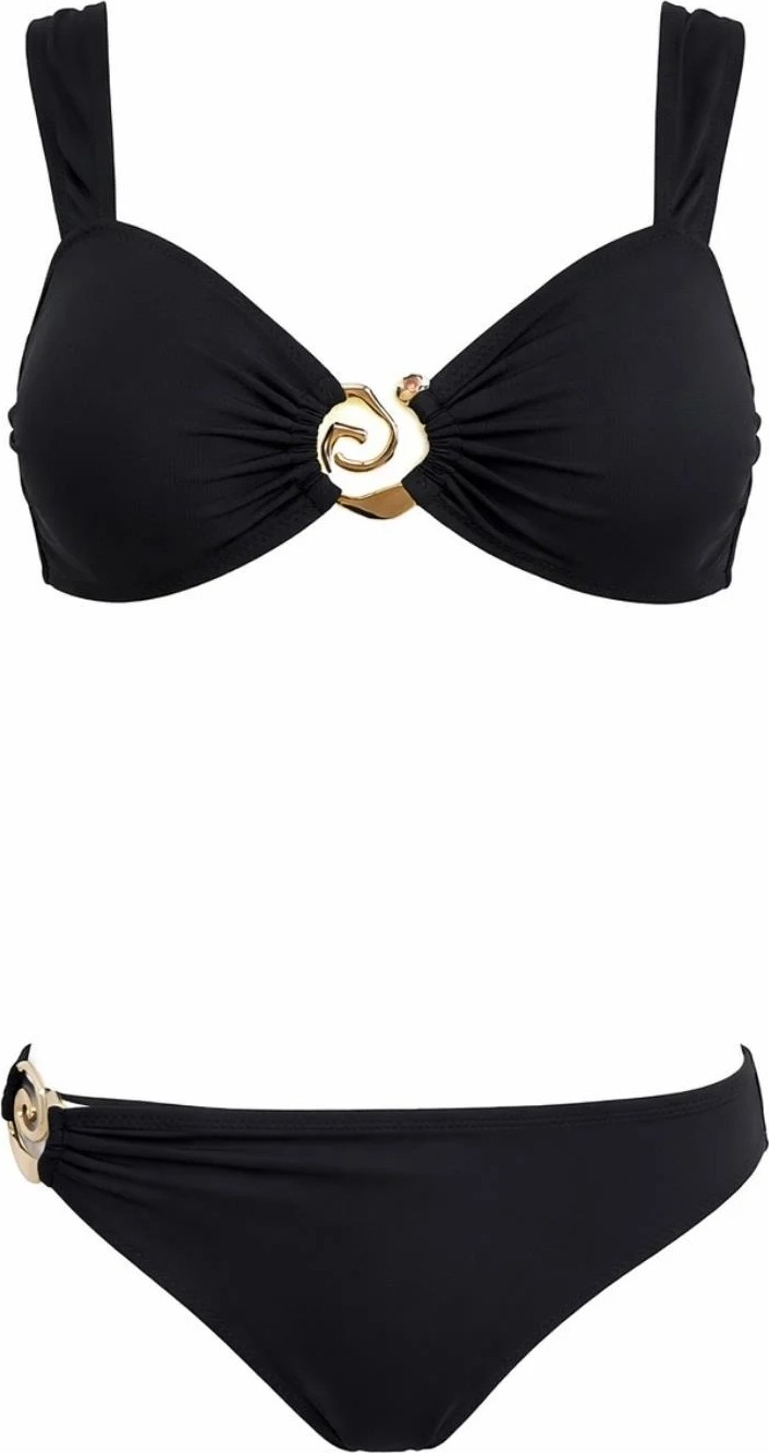 Sailor Moda Siyah Straplez Aksesuarlı Kadın Bikini Takım Özel Tasarım %80 Polyamide %20 Elastane