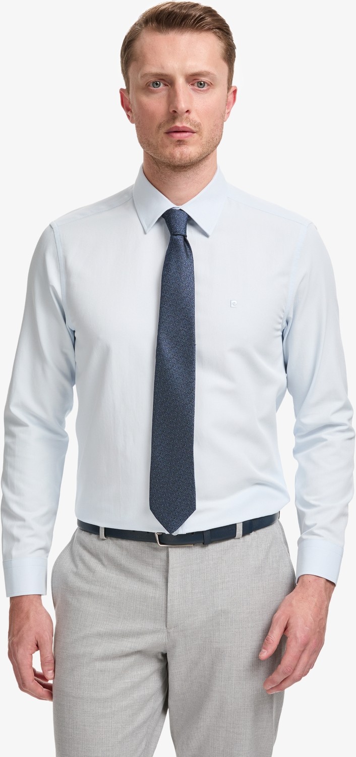 Pierre Cardin Erkek Beyaz Slim Fit Armürlü Uzun Kollu Gömlek 50325354-VR013