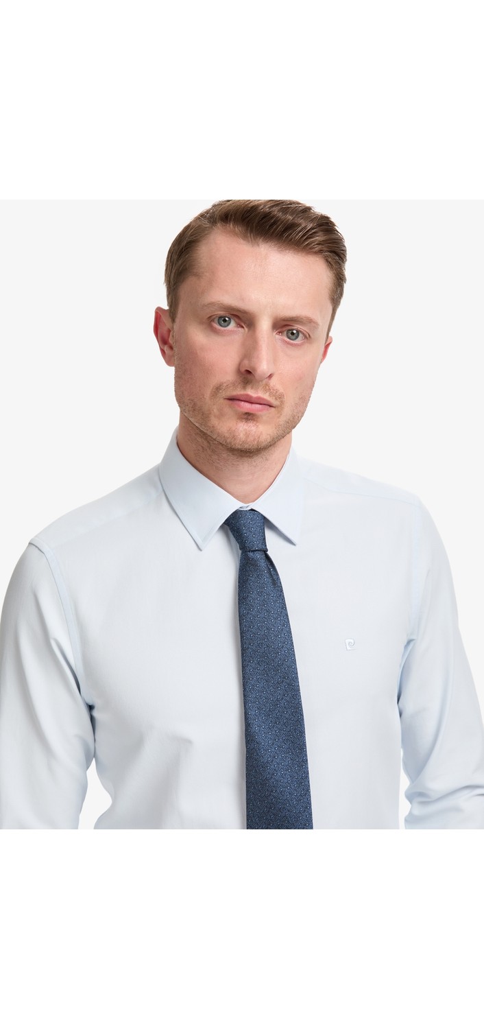 Pierre Cardin Erkek Beyaz Slim Fit Armürlü Uzun Kollu Gömlek 50325354-VR013 görsel 7