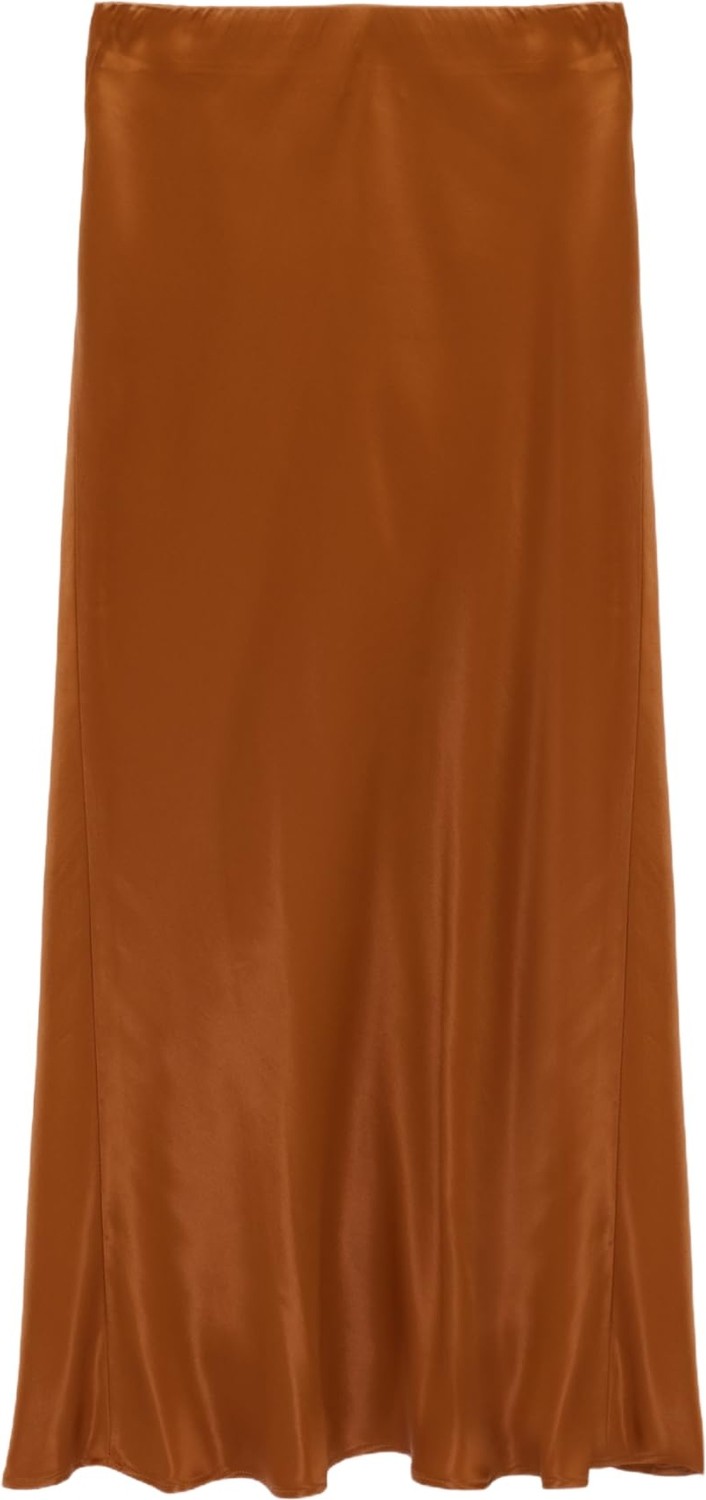 Die Grup Slim Fit Balık Kesim Saten Midi Etek görsel 4
