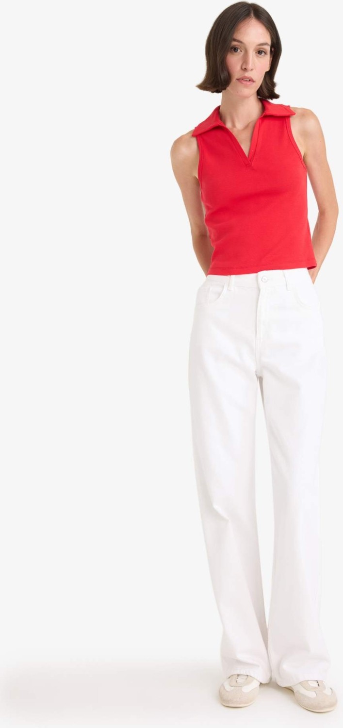 DeFacto %100 Pamuk Slim Fit Polo Yaka Ribana Atlet F4433AX25AU görsel 2