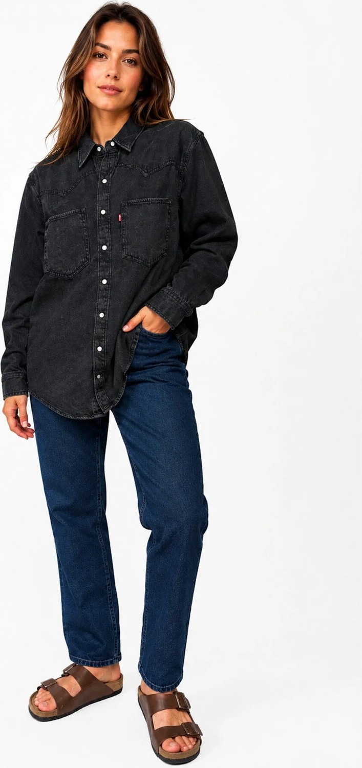 Levi's Kadın Pamuk Kot Gömlek-Füme