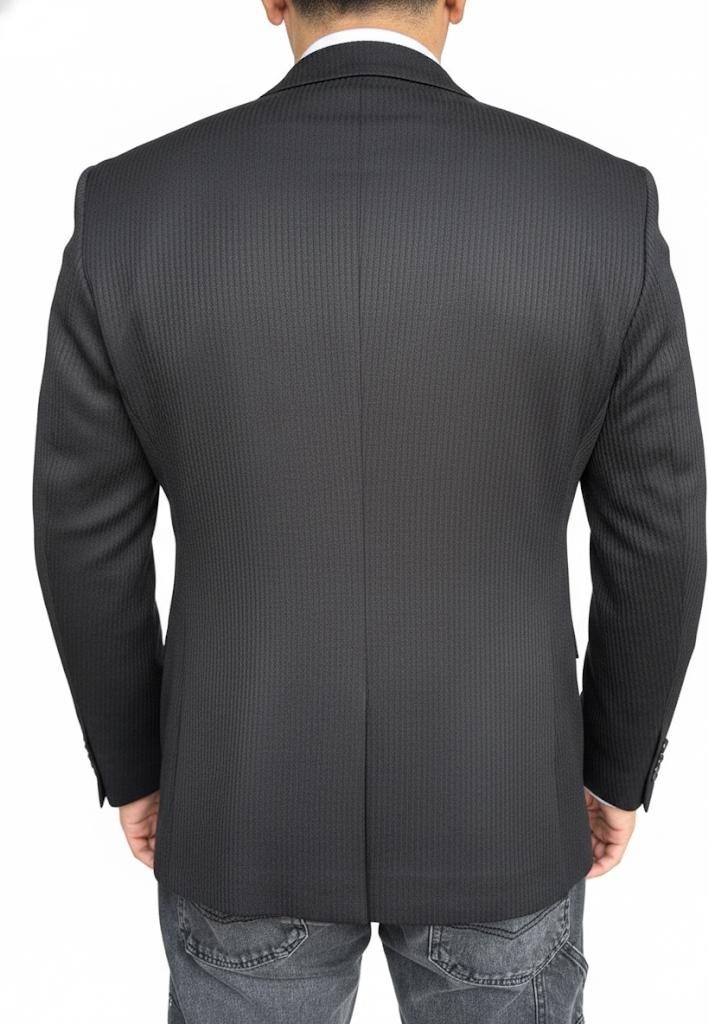 Plus Scorpion Erkek Bej Slim Fit Blazer Ceket, Çizgili Dokulu Kumaş, Çift Düğmeli görsel 5