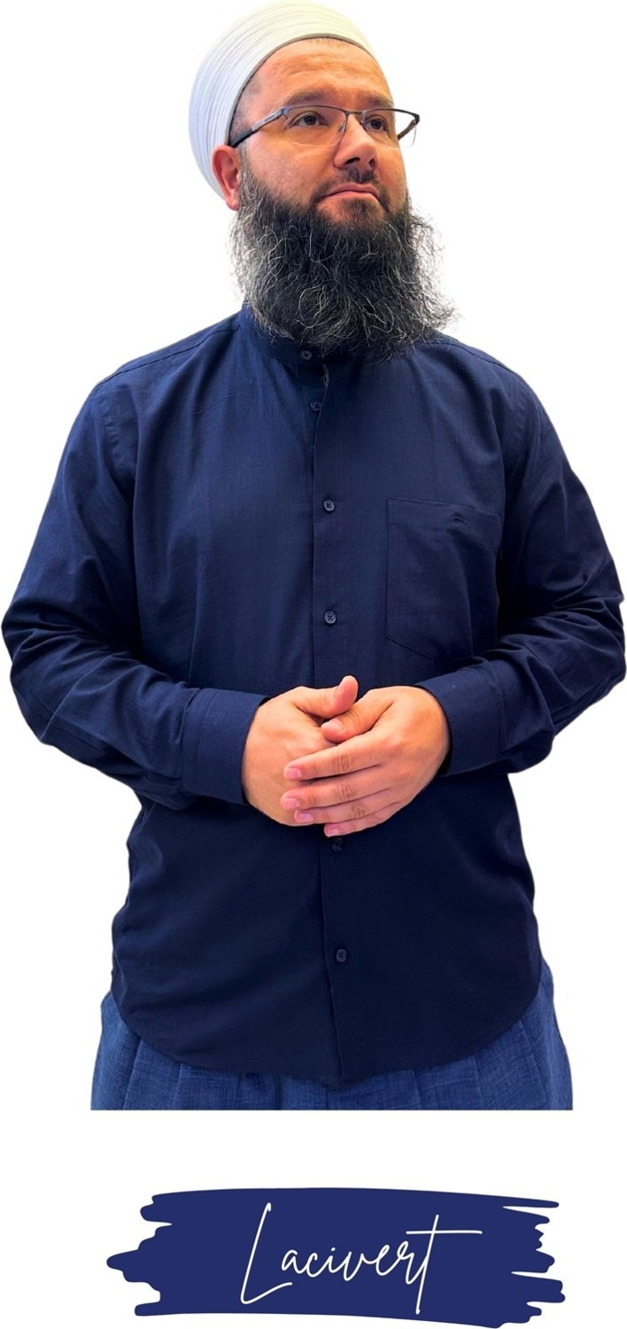 Umre Market Tam Düğme Keten Saffan Gömlek