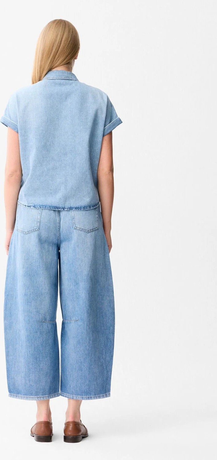 Love My Body Denim Kısa Kollu Gömlek Mavi 130LO027000 görsel 5