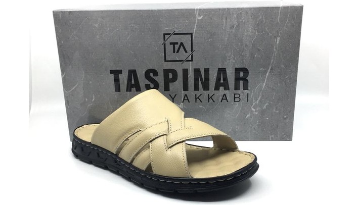 Taşpınar Ayakkabı Taşpınar %100 Hakiki Deri Ortopedik Erkek Yazlık Rahat Terlik 40-45 görsel 8