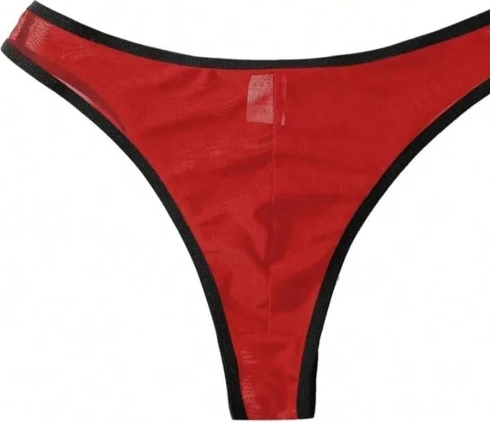 Uravas Store Erkek Biyeli Kırmızı Transparan Brazillian Slip görsel 2