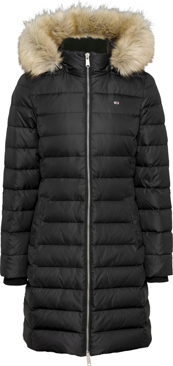 Tommy Hilfiger Kadın / Kız Marka Logolu Kapüşonlu Şık Görünümlü Full Fermuarlı Günlük Kullanıma Uygun Siyah Mont DW0DW18864-BDS