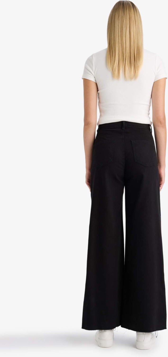 DeFacto %100 Pamuk Wide Leg Normal Bel Gabardin Pantolon E4381AX25AU görsel 6
