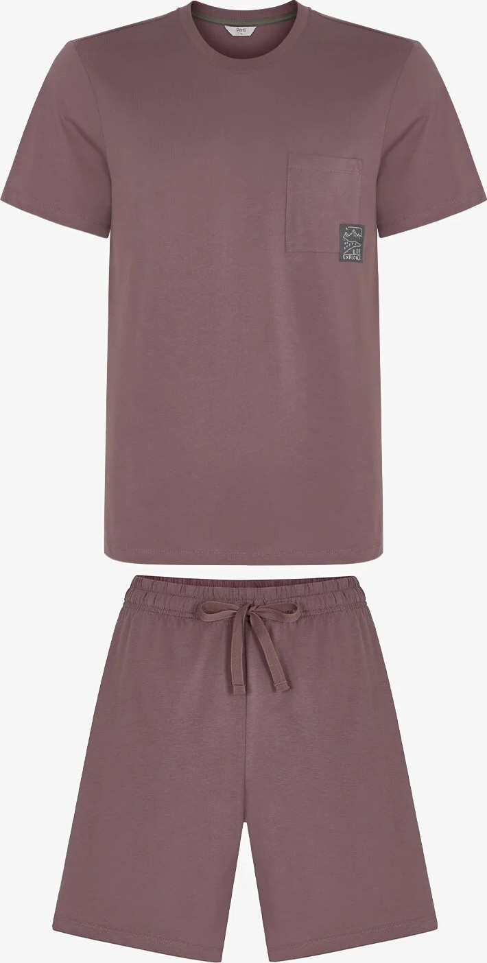 Penti Erkek Kahverengi Woodland Earth Kısa Kollu Şort Pijama Takımı