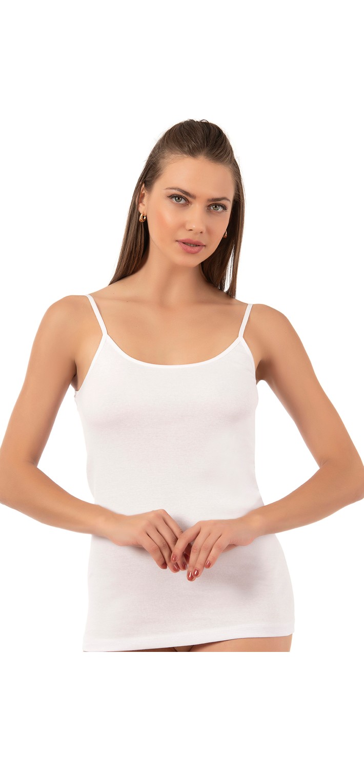 Özkan Underwear Özkan 0107 6'lı Paket Kadın %100 Pamuklu Ribana Esnek Rahat İp Askılı Örme Atlet görsel 8