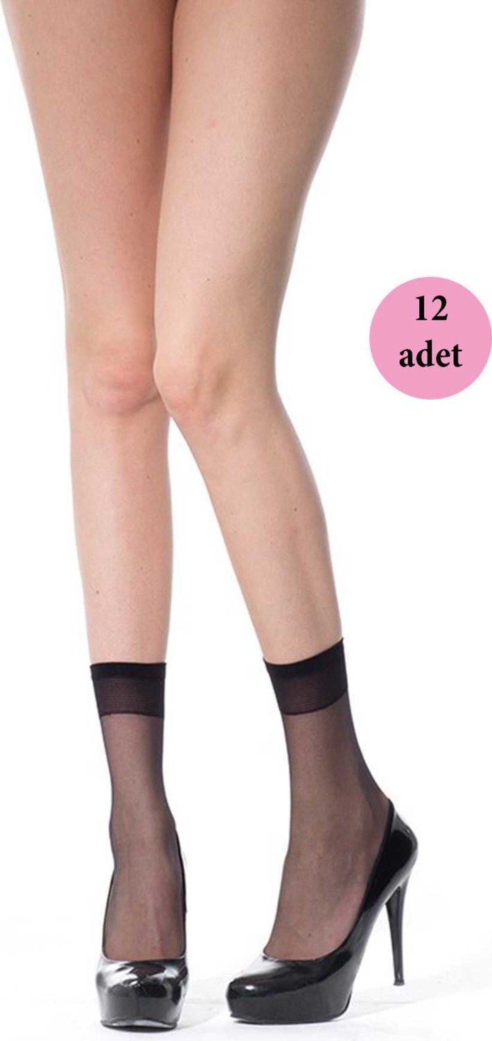 ModaSize 12 Adet Ince Soket Çorap 20 Denye 500 Siyah