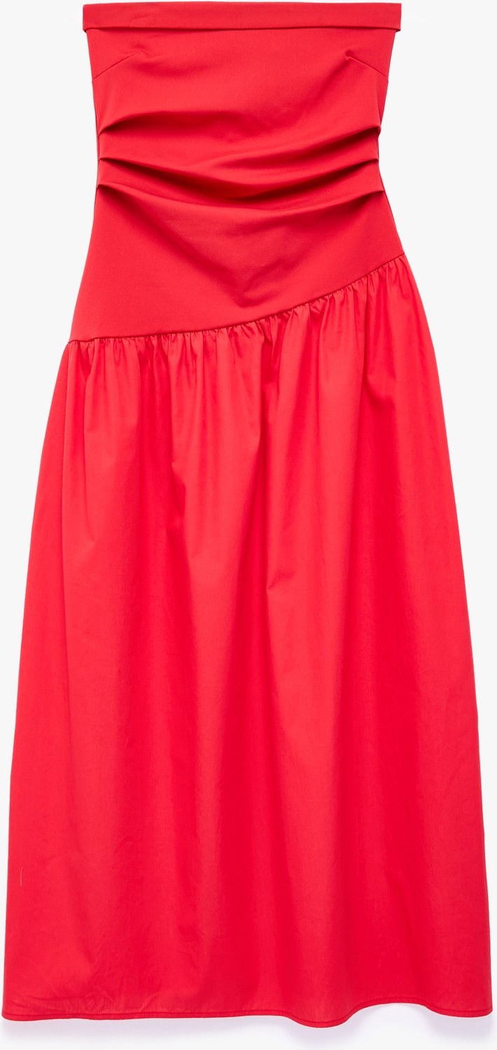 Koton x Sibil Çetinkaya - Drape Detaylı Straplez Midi Elbise