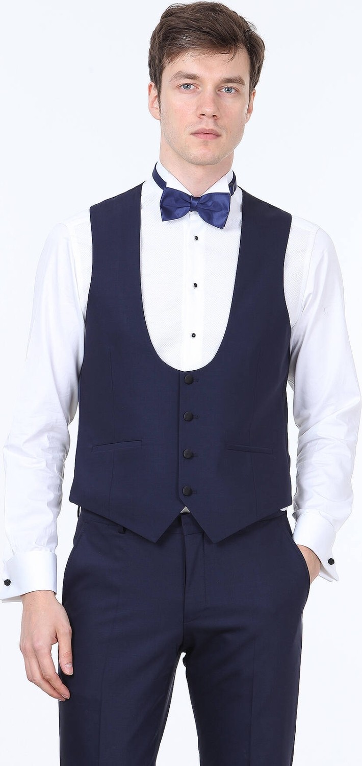 Ramsey Saks Slim Fit Kelebek Yaka Klasik Yelek