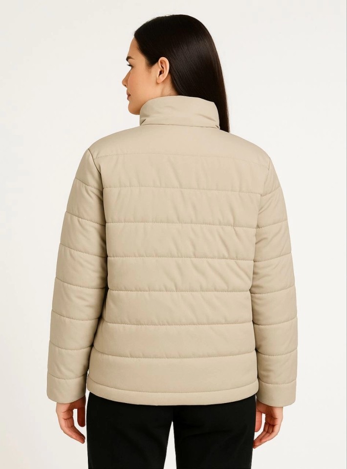 TeknoKapsül Bomber Mont Ceket, Su Itici Kumaş, Kapitone Astarlı, Fermuarlı, Kışlık - Bej - Bej / M görsel 2