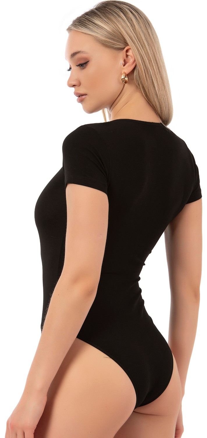 Özkan Underwear Özkan 0601 Kadın Pamuklu Yuvarlak Yaka Kısa Kollu Örme Çıtçıtlı Body görsel 8