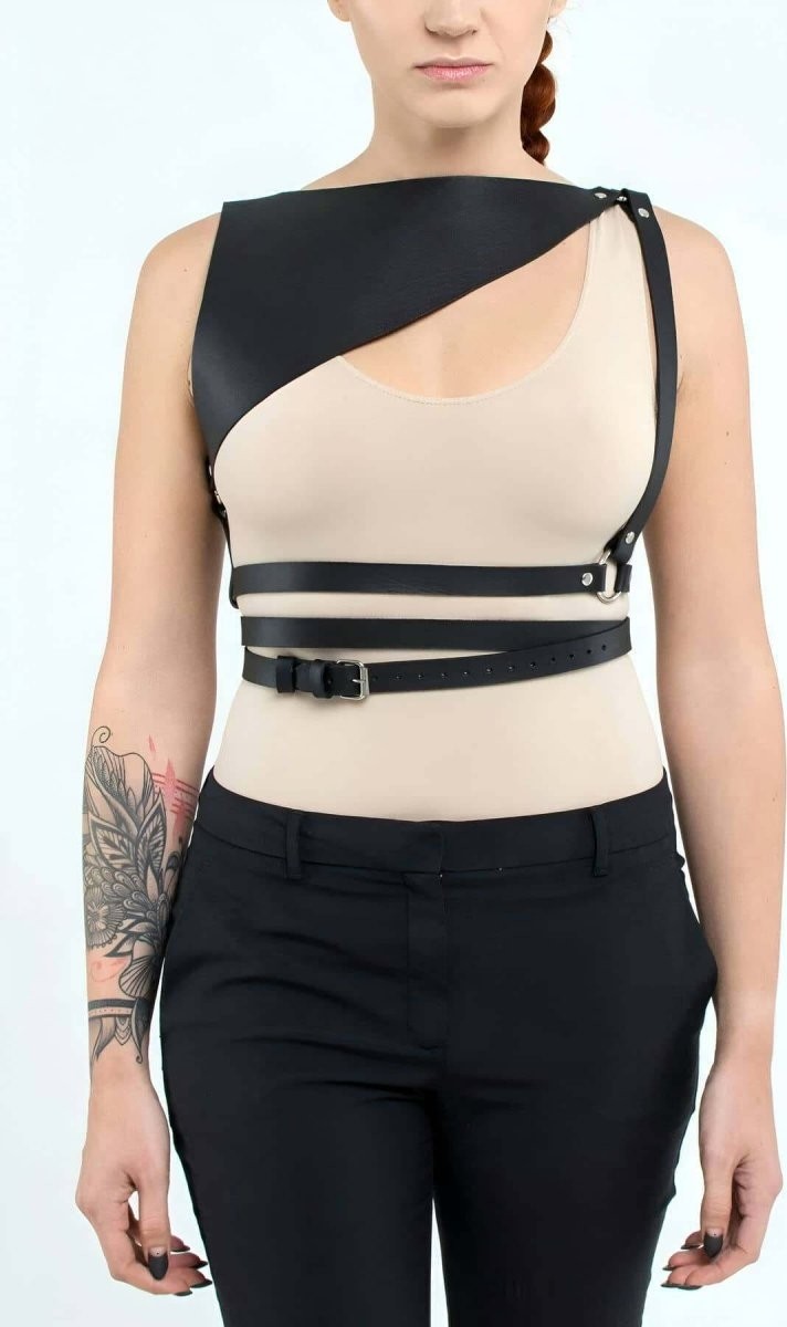 Aesco Sık Deri Seksi Göğüs Harness - BRF903 görsel 5