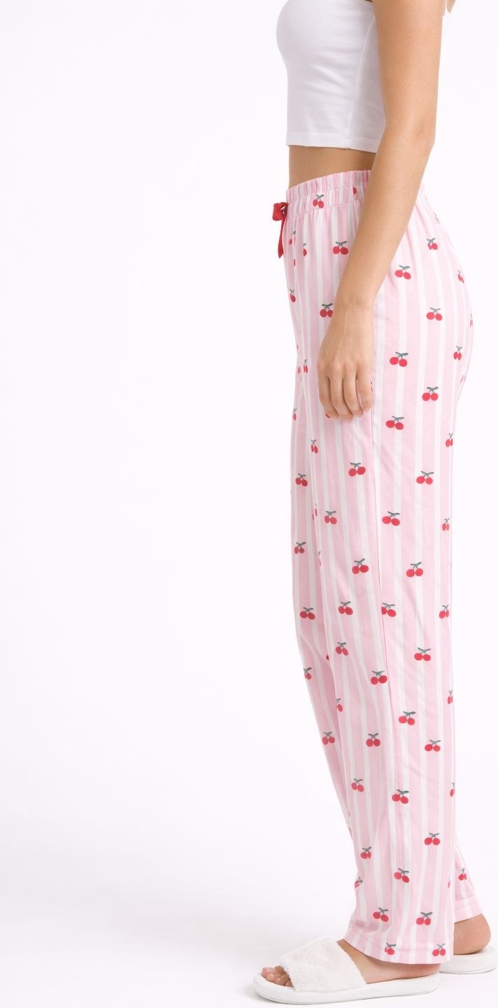 BLUE NIL Kadın Çizgili Kiraz Desenli Tek Alt Pijama görsel 6